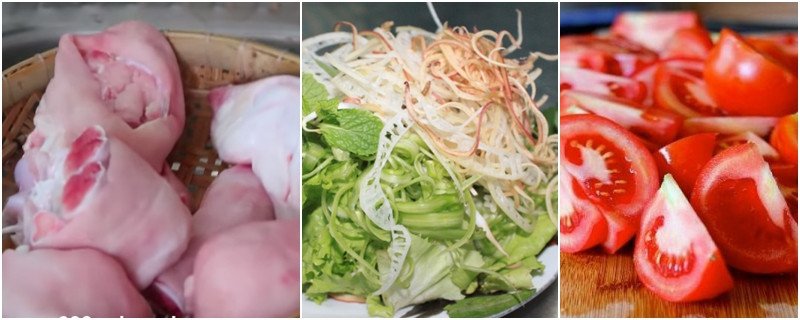 Sơ chế chân giò heo sạch sẽ cho bún riêu