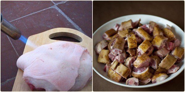 Sơ chế chân giò lợn sạch sẽ