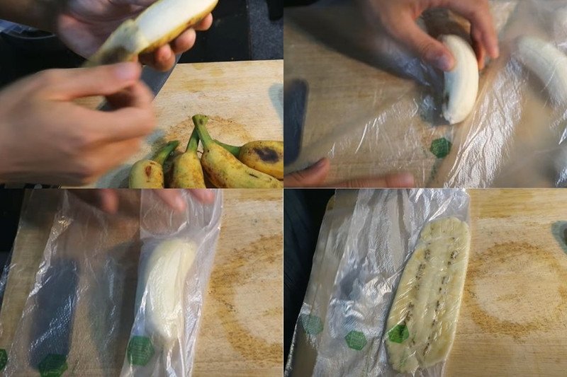 Sơ chế chuối để làm bánh chuối chiên