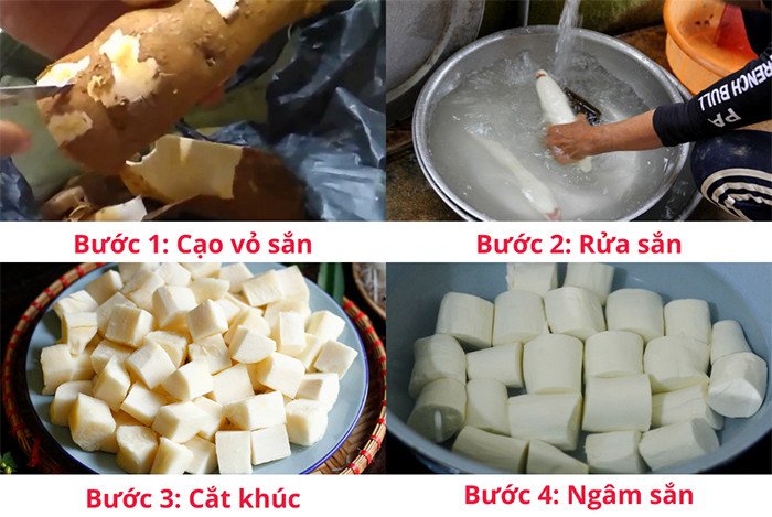 Sơ chế củ sắn an toàn cho món xôi sắn