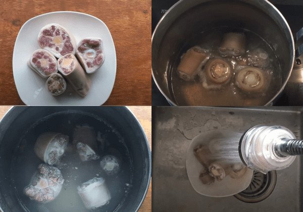 Sơ chế đuôi bò cho món lẩu đuôi bò chua cay