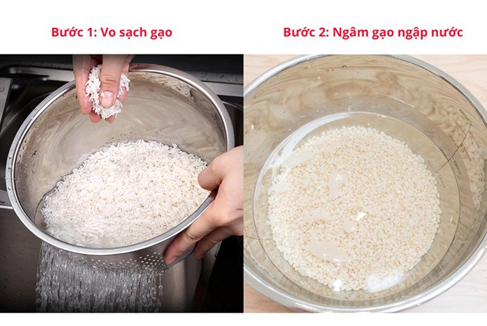 Sơ chế gạo sạch sẽ trước khi nấu cháo gà