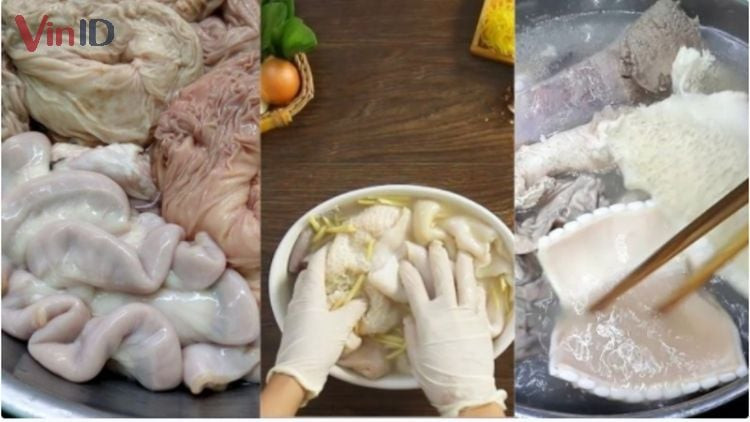 Sơ chế lòng bò kỹ lưỡng để loại bỏ tạp chất và mùi hôi