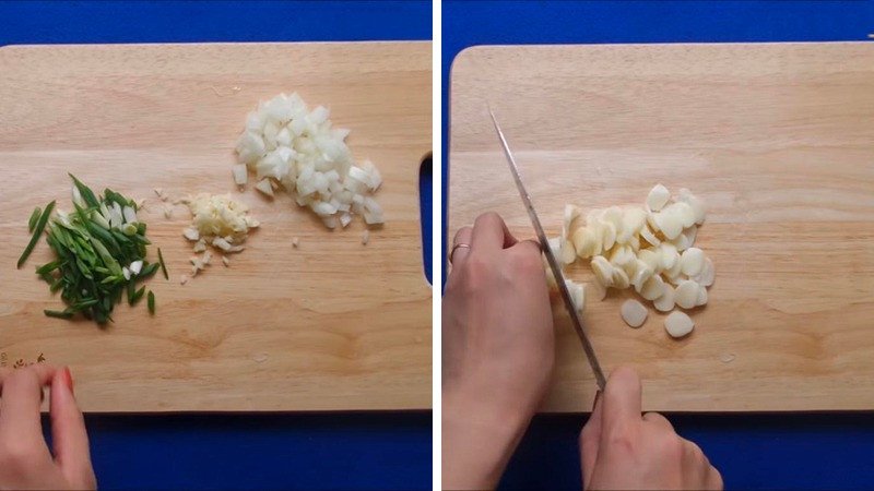 Sơ chế nguyên liệu tokbokki phô mai