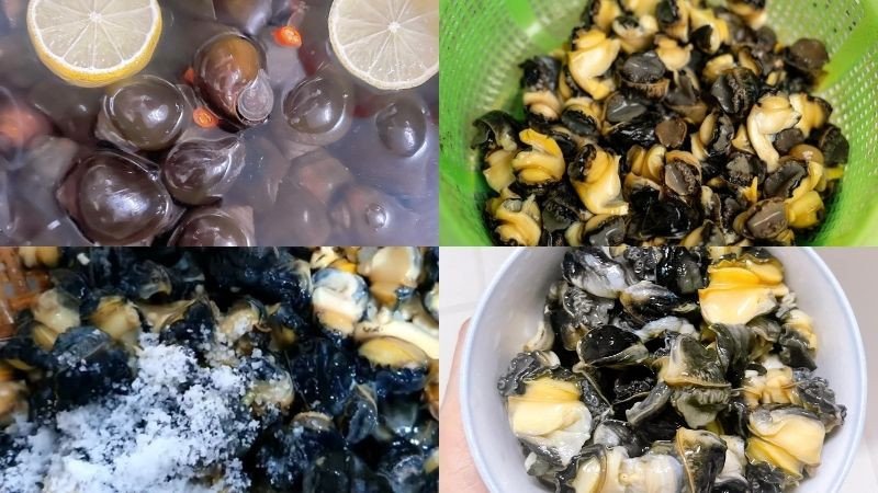 sơ chế ốc bươu sạch nhớt trước khi xào