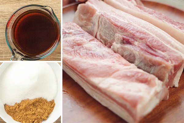 Sơ chế thịt ba chỉ và các loại gia vị ngâm nước mắm