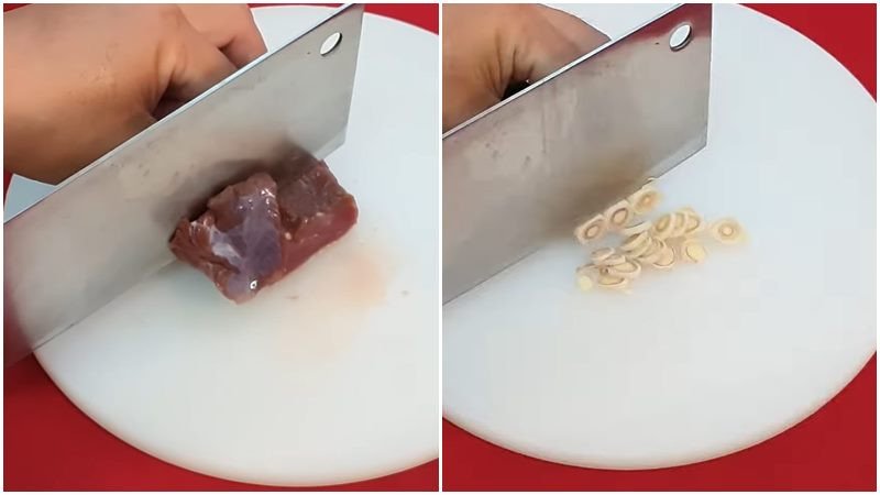 Sơ chế thịt đà điểu và các loại rau củ gia vị