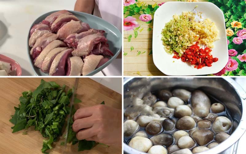 Sơ chế thịt vịt và các nguyên liệu cho món bún vịt sả