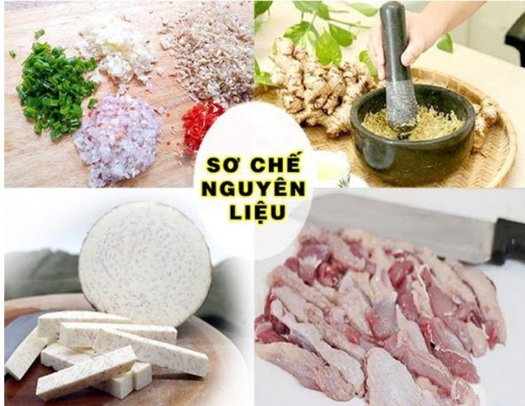 Sơ chế thịt vịt và các nguyên liệu khác