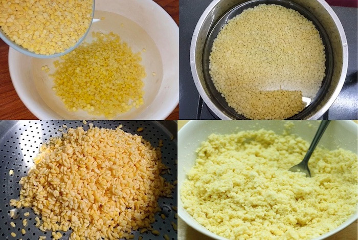 Sơ chế và hấp đậu xanh mềm bùi cho món kê