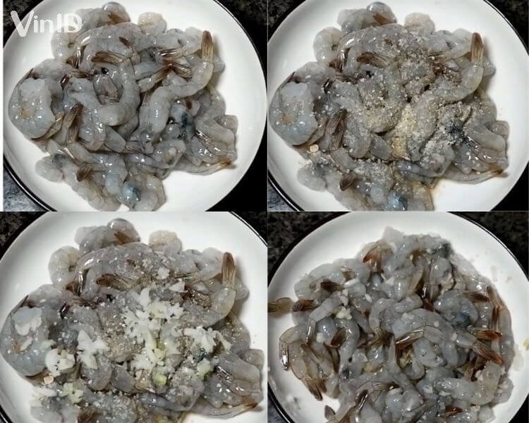 Sơ chế và ướp tôm làm nhân bánh căn