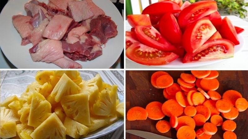 Sơ chế vịt và rau củ chuẩn bị nấu lẩu vịt
