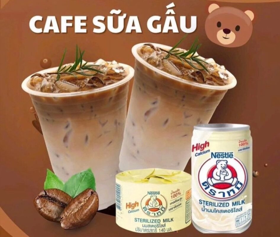 sữa gấu nestle thái lan bao nhiêu calo, người đang thưởng thức sữa gấu Nestle Thái Lan