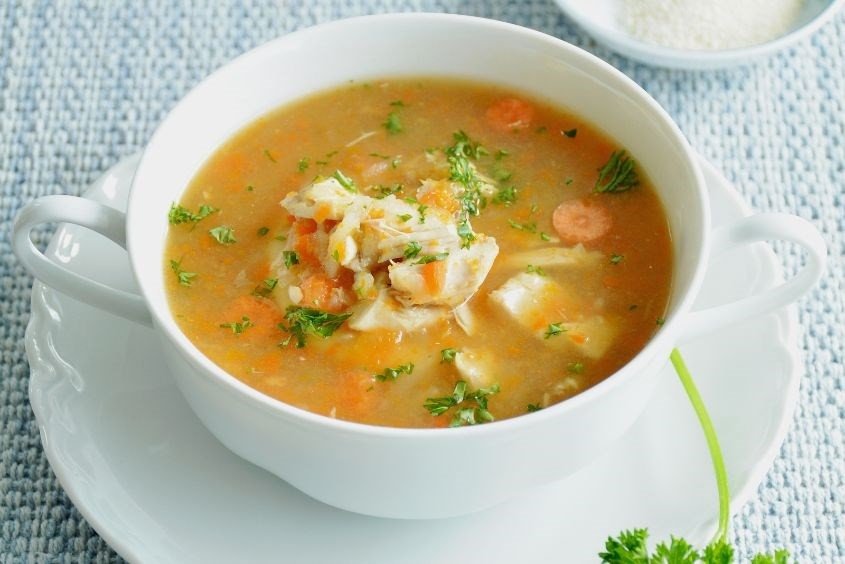 Súp cá hồi rau củ bổ dưỡng