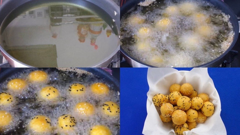 Tạo hình bánh khoai lang nhỏ xinh và chiên ngập dầu