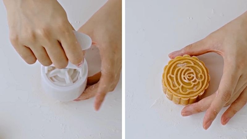 Tạo hình bánh nướng sầu riêng bằng khuôn