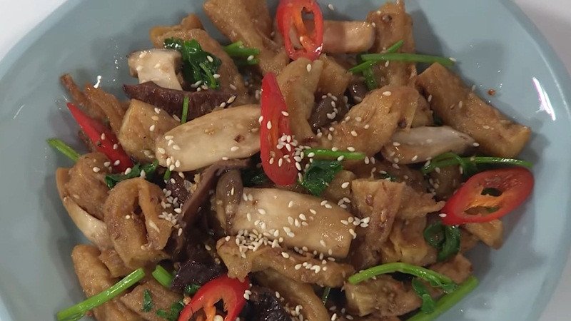 Tàu hủ ky xào nấm tươi ngon, bổ dưỡng