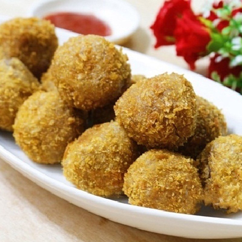 Thành phẩm bánh khoai môn chiên xù viên tròn