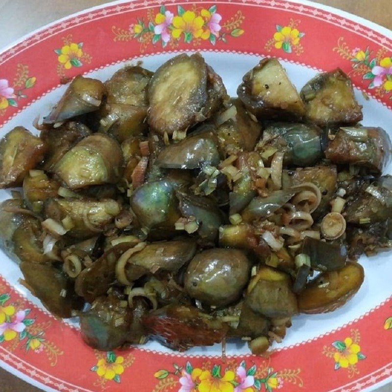 Thành phẩm cà tím xào sả ớt chay