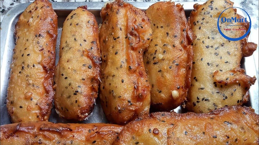 Thành phẩm cách làm bánh chuối bằng bột gạo và mè đen