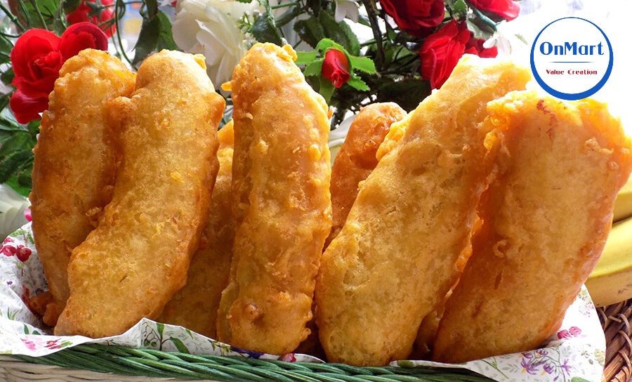 Thành phẩm cách làm bánh chuối chiên bằng bột gạo