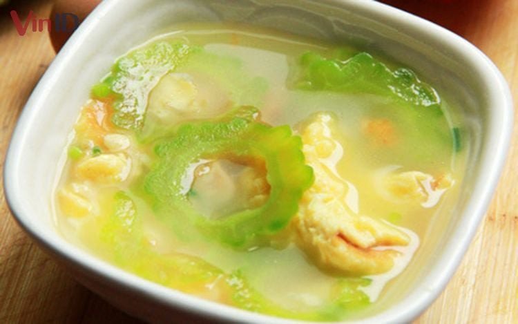 Thành phẩm canh khổ qua nấu trứng