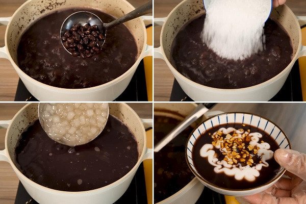 Thành phẩm chè đậu đen trân châu nước cốt dừa ngon miệng
