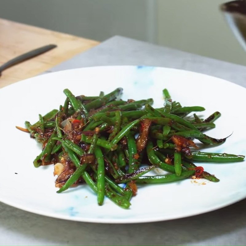 Thành phẩm đậu que xào tương đen chay