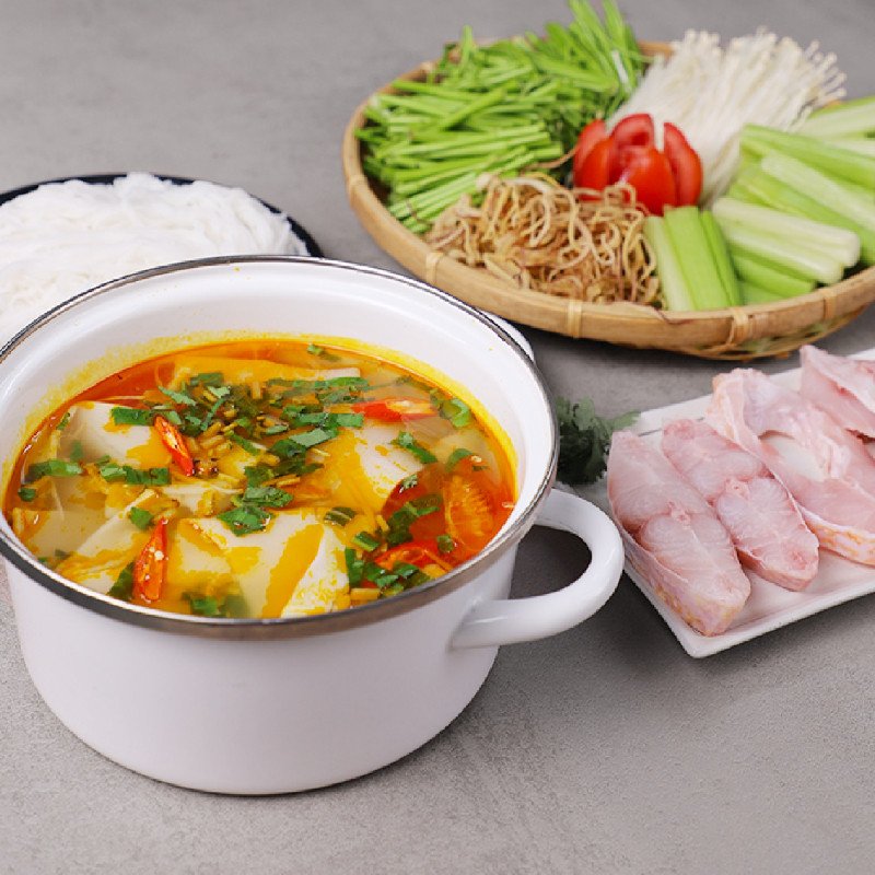 Thành phẩm lẩu cá măng chua cực hấp dẫn
