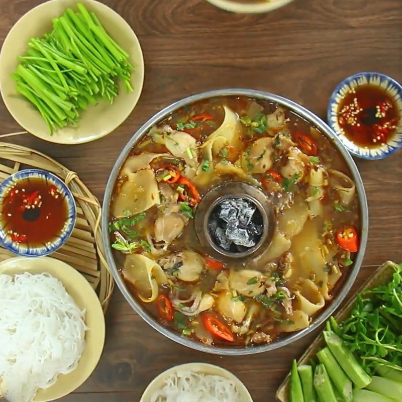 Thành phẩm lẩu ếch măng cay hoàn chỉnh