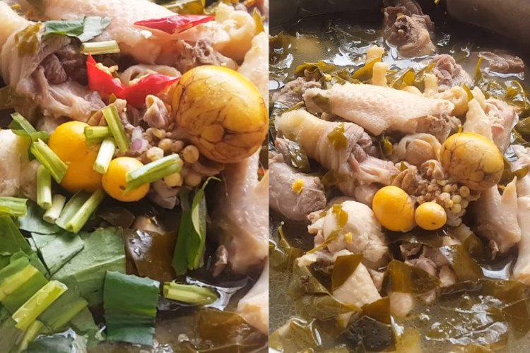 Thành phẩm lẩu gà lá giang thơm ngon, nghi ngút khói