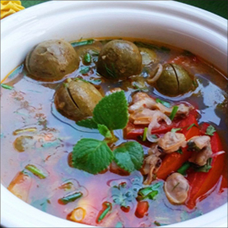 Thành phẩm món canh chua ngao miền Bắc
