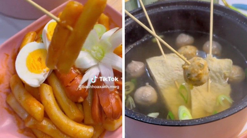 Thành phẩm Tokbokki chả cá từ gói chế biến sẵn