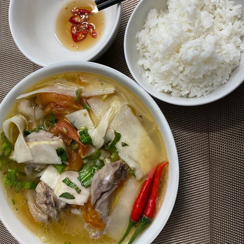 Thành phẩm vịt nấu măng chua