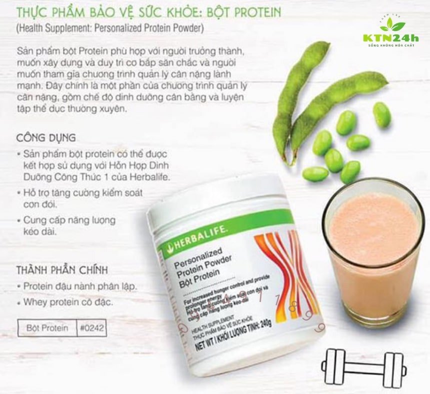 Thành phần dinh dưỡng của protein Herbalife F3 và lượng calo mỗi thìa.
