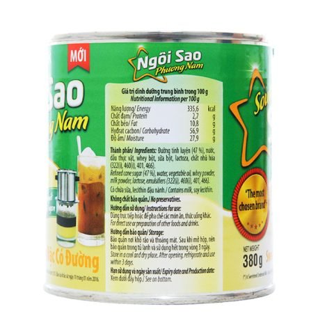 Thành phần dinh dưỡng và lượng calo của sữa đặc Ngôi Sao Phương Nam