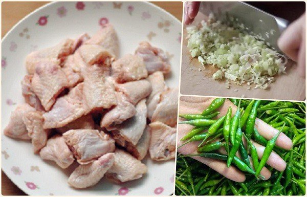 Thành phần tươi chuẩn bị cho gà kho sả ớt miền Nam
