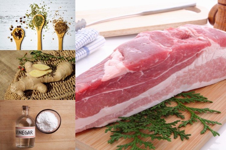 Thịt ba chỉ tươi có khứa sẵn để làm thịt quay chảo