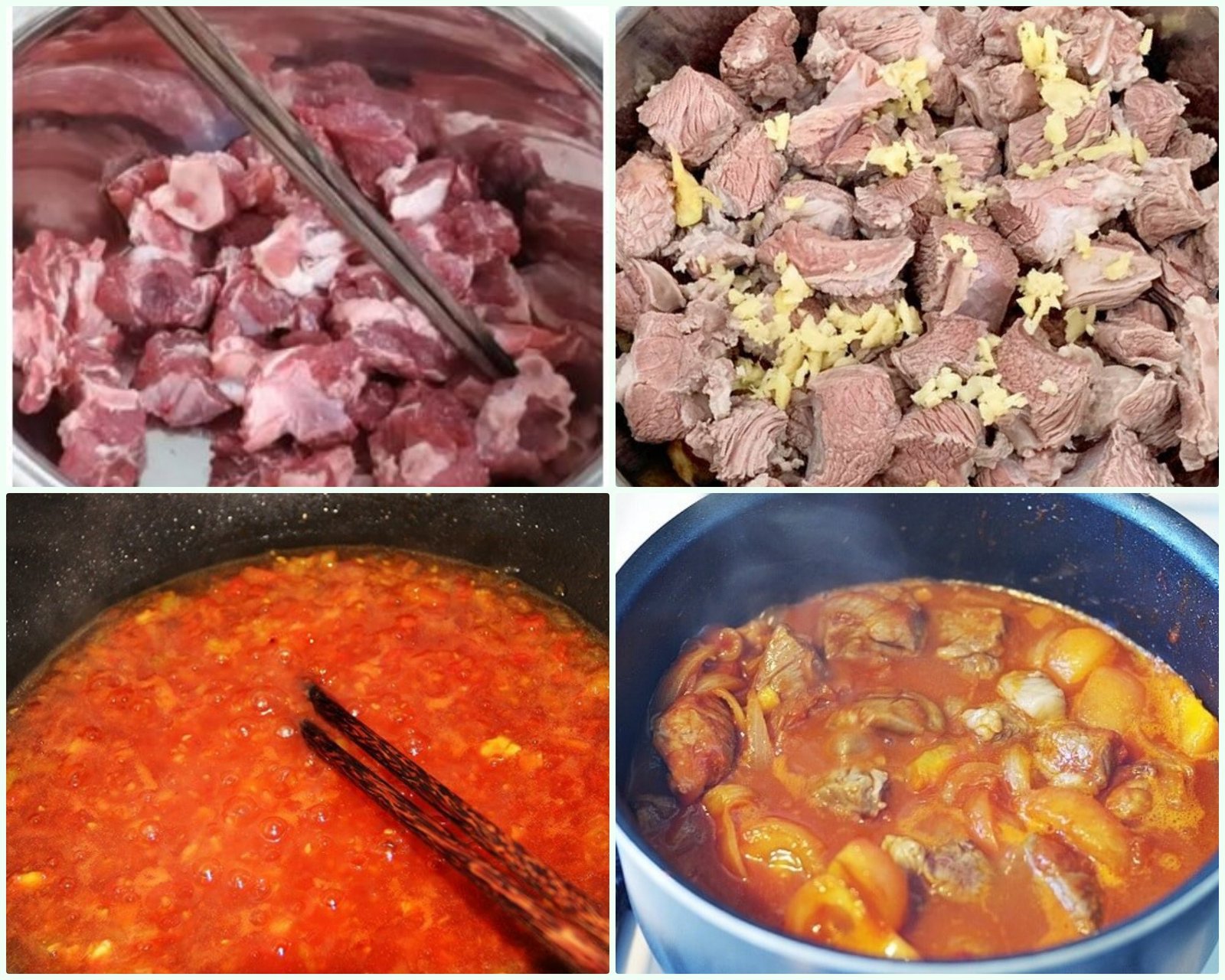 Thịt bò đã được thái miếng và ướp gia vị