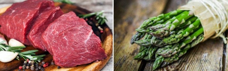 Thịt bò tươi, măng tây xanh là nguyên liệu chính