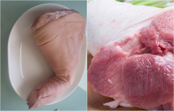Thịt chân giò tươi hồng chuẩn bị nấu thịt đông