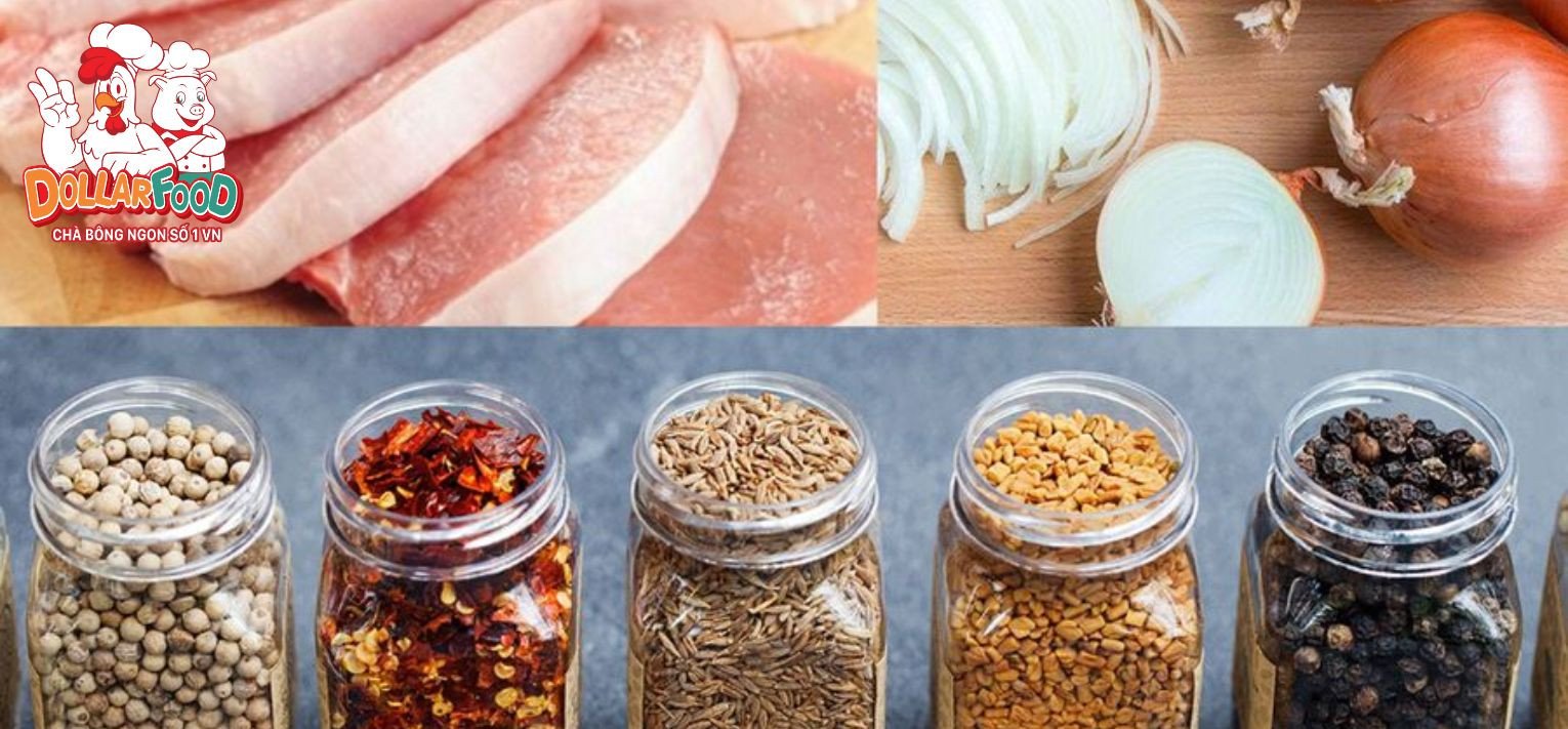 Thịt heo tươi và gia vị làm ruốc