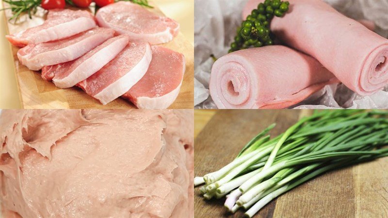 Thịt thăn và da lợn tươi ngon, nguyên liệu chính để làm dăm bông.