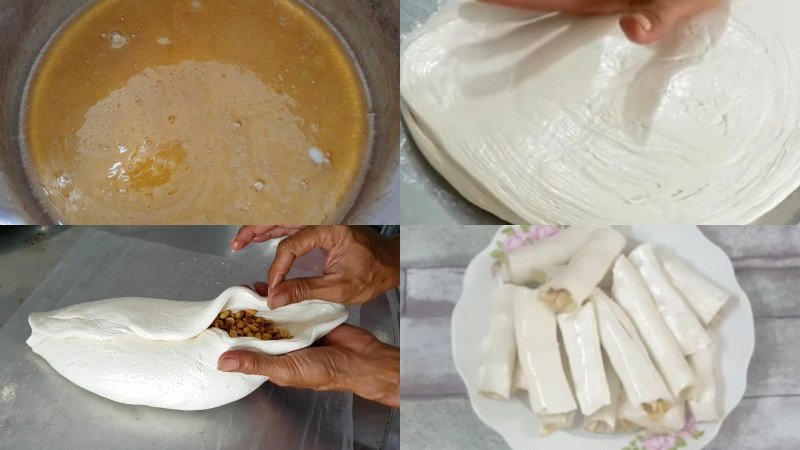 Thợ làm kẹo dồi đang nhào nặn và tạo hình thủ công