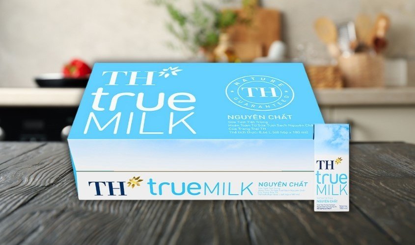 Thùng sữa tươi không đường TH true MILK, nguyên liệu làm kem tại nhà