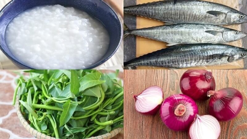 Tô cháo cá thu thơm ngon nóng hổi, trang trí với rau mùi và hạt tiêu, sẵn sàng để thưởng thức, thể hiện món ăn bổ dưỡng