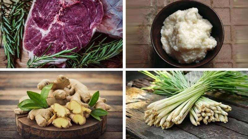 Tổng hợp các nguyên liệu tươi ngon cho món trâu nhúng mẻ