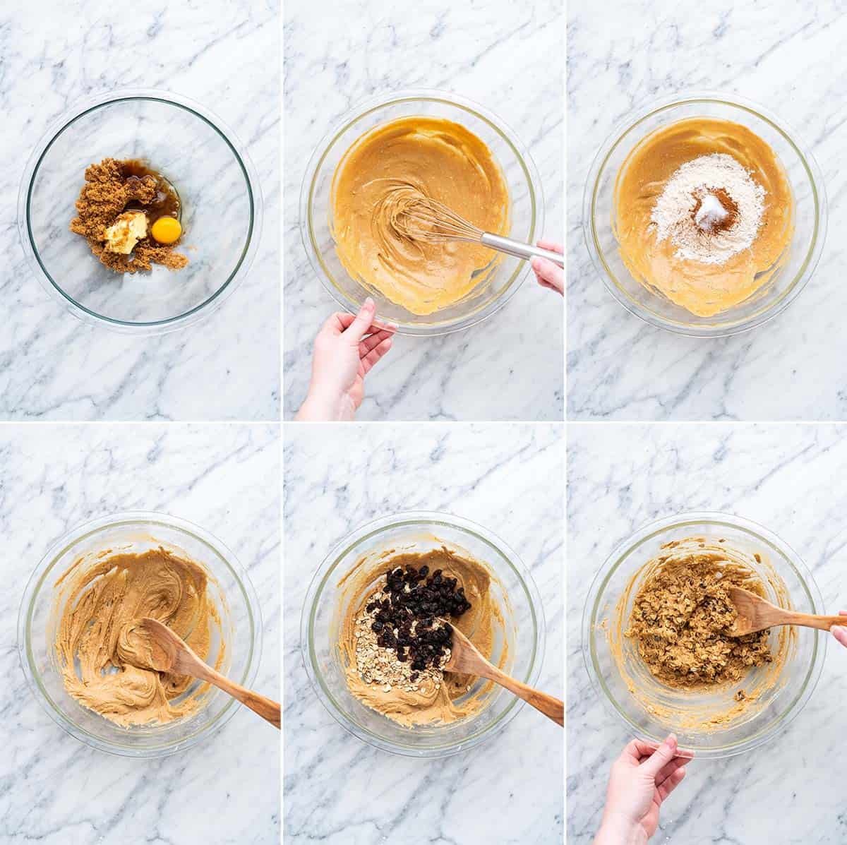 Trộn đều các nguyên liệu làm bánh quy yến mạch sữa tươi