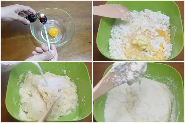 Trộn đều hỗn hợp bột bánh khoai mì