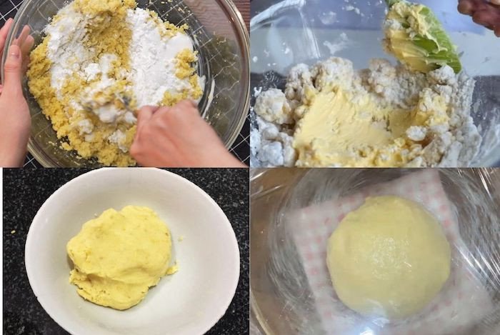 Trộn hỗn hợp khoai lang và yến mạch với sữa tươi để làm bánh